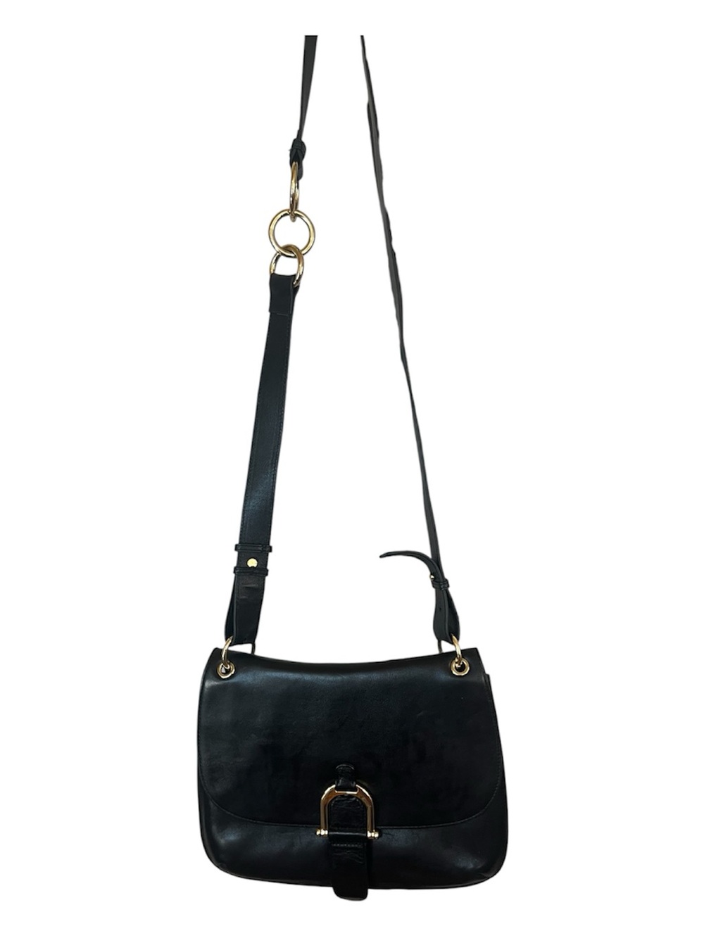 Classic Black Leather Vintage 90’s Sam Edelman Crossbody Bag with Gold Hardware